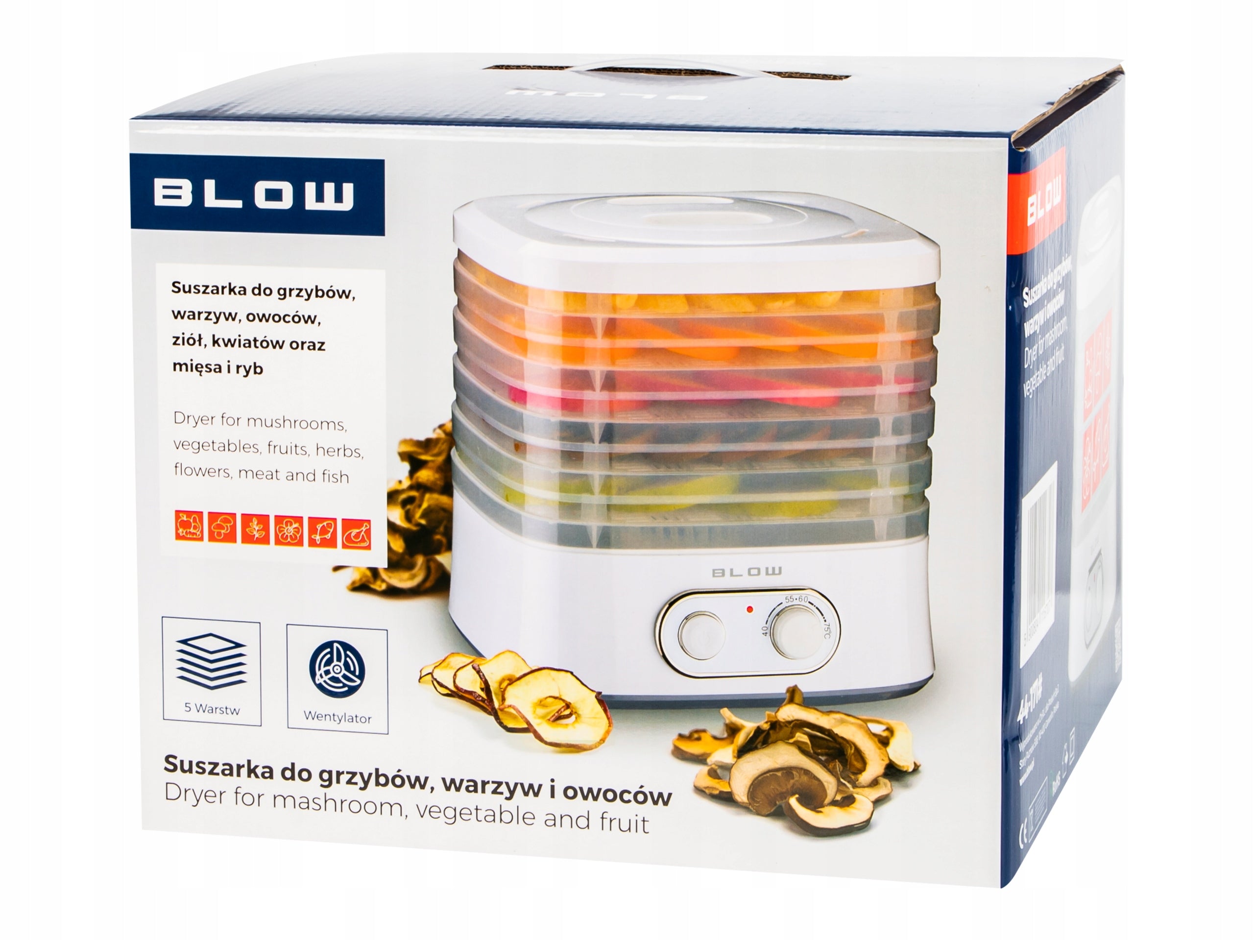 Suszarka do grzybów, owoców, warzyw BLOW 44-171#, 240W 5 sit + GRATIS Brand Blow
