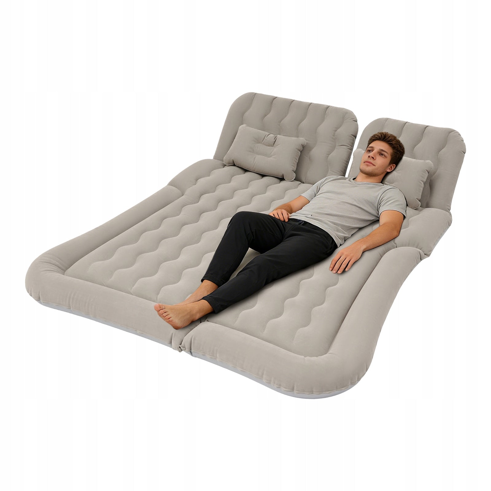Suv Air Mattress Car Inflatable Bed with Electric Air Pump 1.74*1.26m Grey
