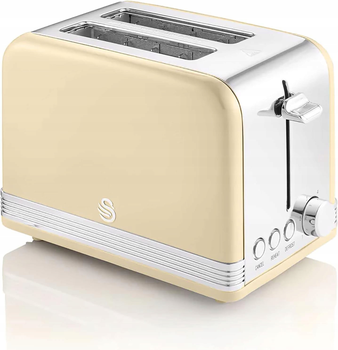 Swan Retro Toaster 2 Slices Wide Slot 3 Functions 6 Cream Levels
