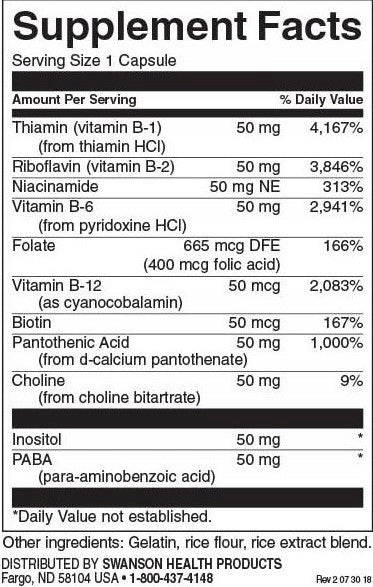 Swanson Balance B-50 Complex 250 capsules B COMPLEX EAN (GTIN) 087614010588