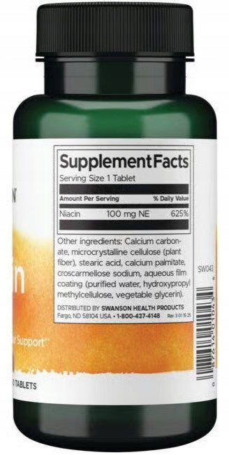 Swanson Niacin 100 mg 250 tablets VITAMIN B3 EAN (GTIN) 087614010434