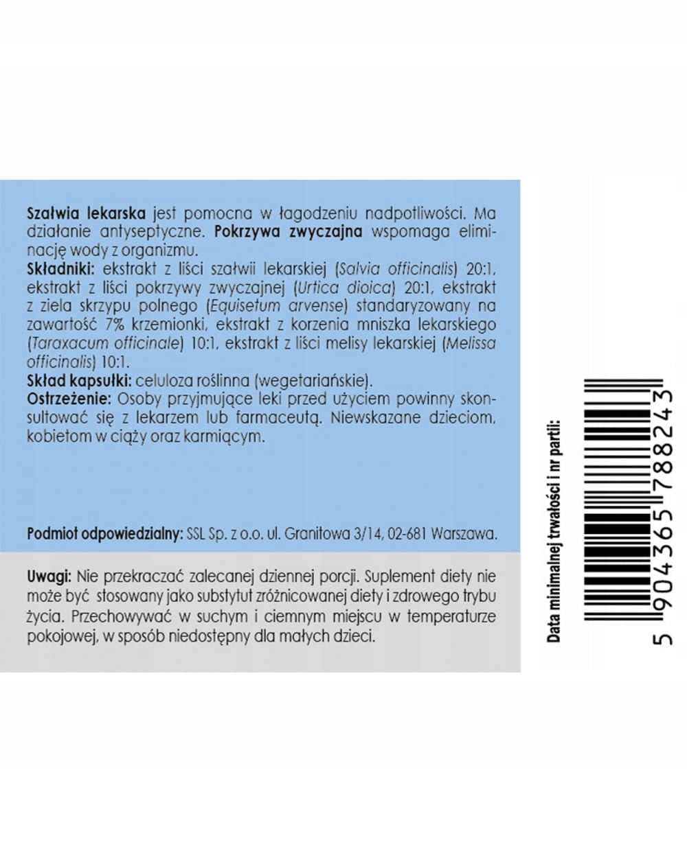 Sweat blocker - Panaseus - 50 capsules - Sage EAN (GTIN) 5904365788243