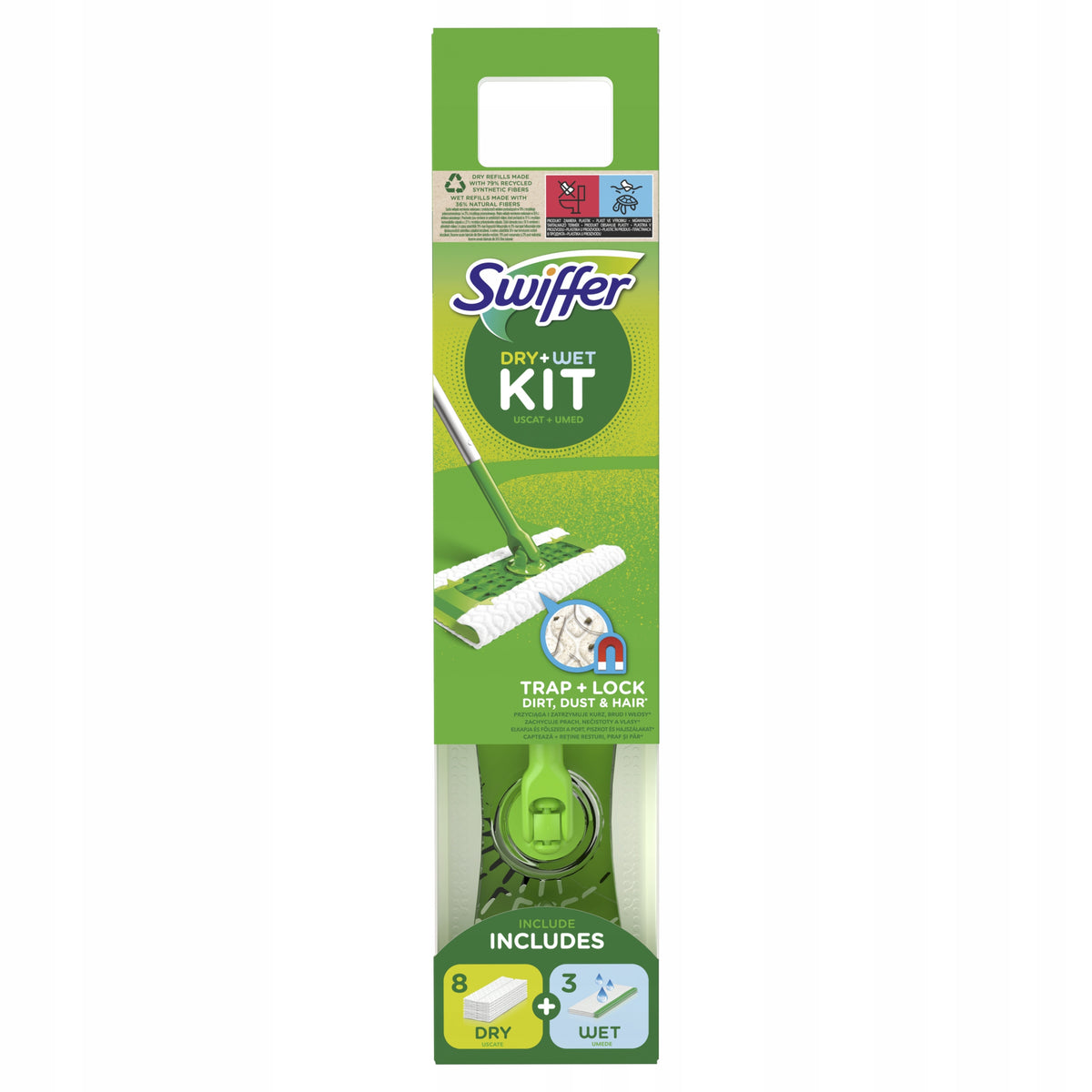 Swiffer flat mop with 8 dry and 3 wet cloths Manufacturer code Mopy