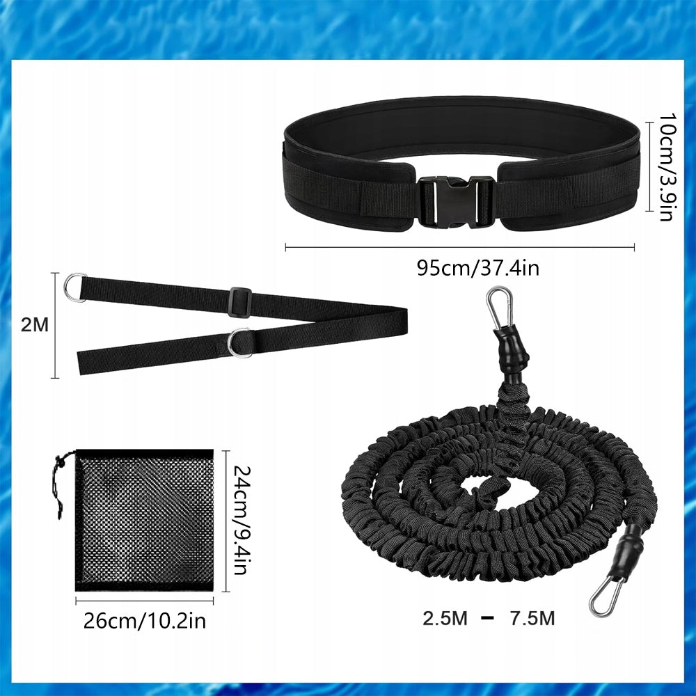 Swimming Belt In Place Resistance Adjustable Training Tools Set 7,5m Model Pas oporowy do pływania