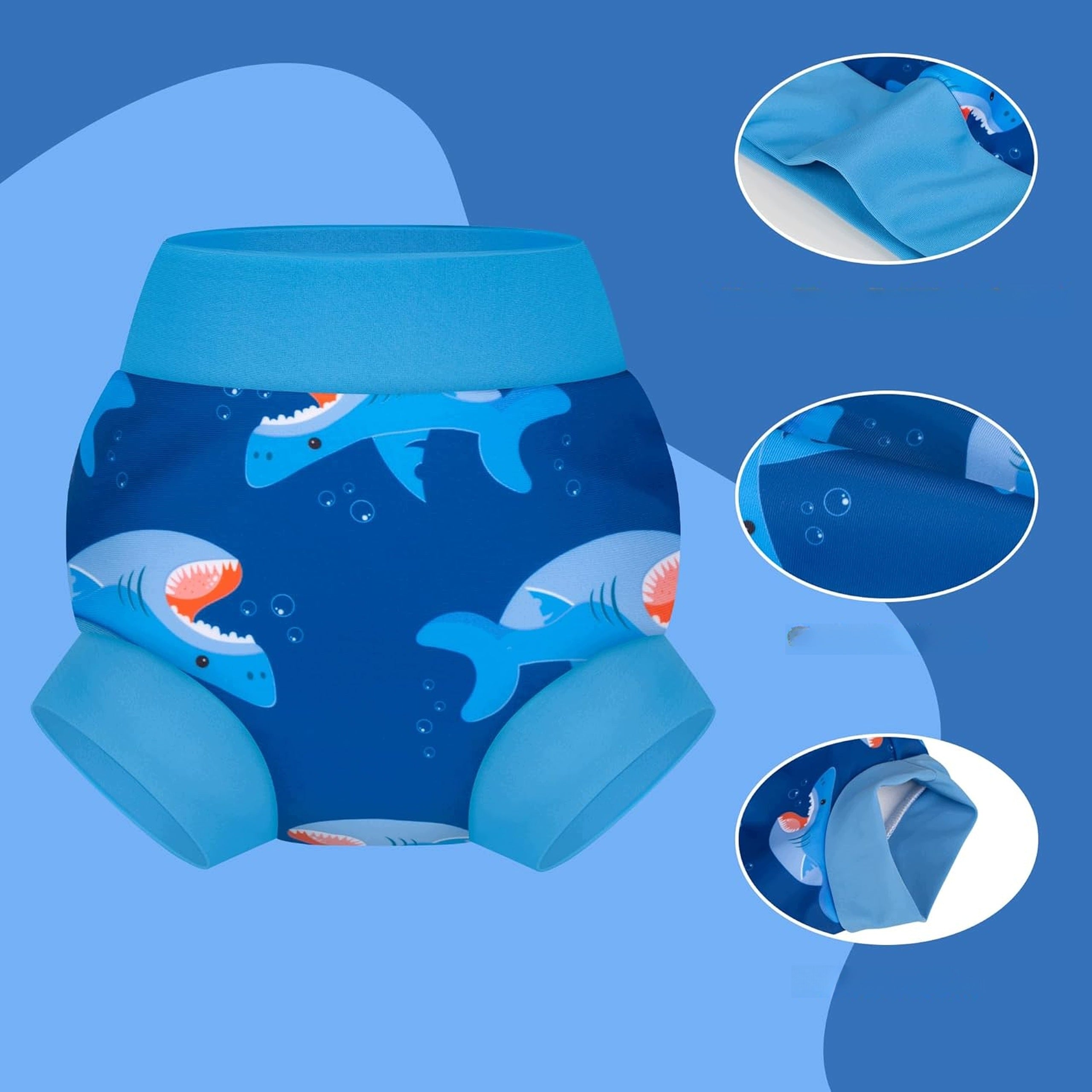 Swimming Diapers 6-12 M Set of 3 Pcs Blue Swimming Shark Manufacturer code Pieluchy do pływania pieluchy kąpielowe 6-12