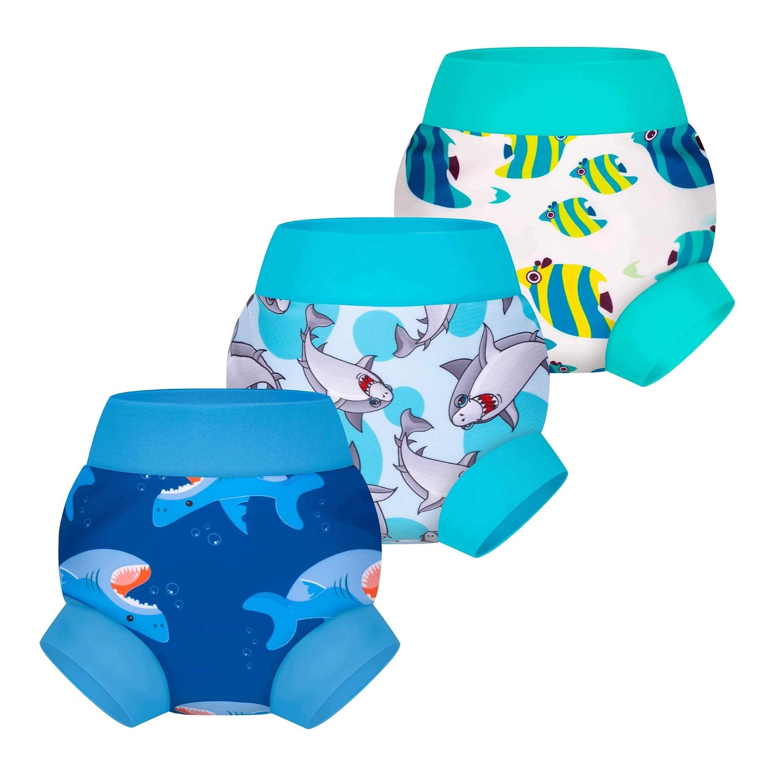 Swimming Diapers 6-12 M Set of 3 Pcs Blue Swimming Shark