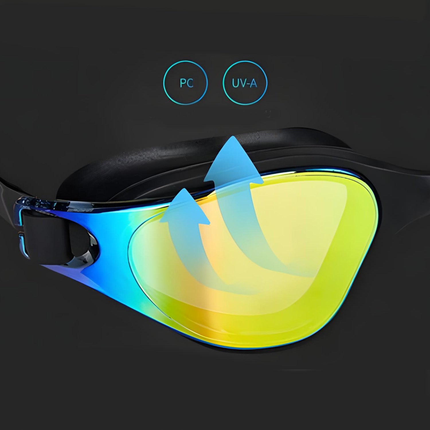 Swimming Glasses Swimming Pool ANTIFOG Goggles UV Filter PLUGS CASE Color black