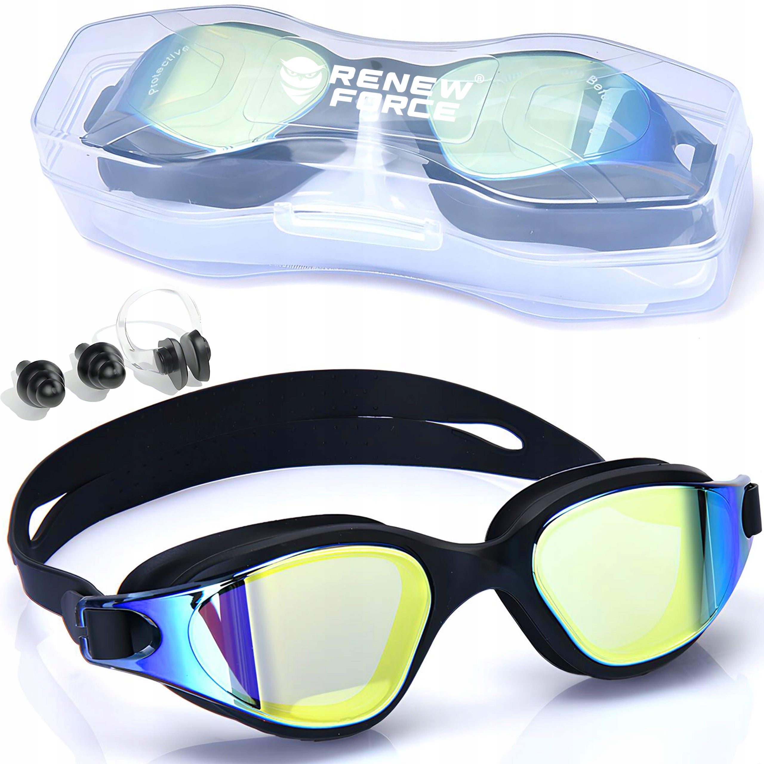 Swimming Glasses Swimming Pool ANTIFOG Goggles UV Filter PLUGS CASE