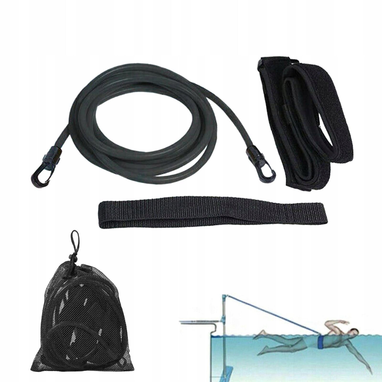 Swimming Resistance Belt Swim Training Belt Adjustable Waistband 4M Black Brand no brand