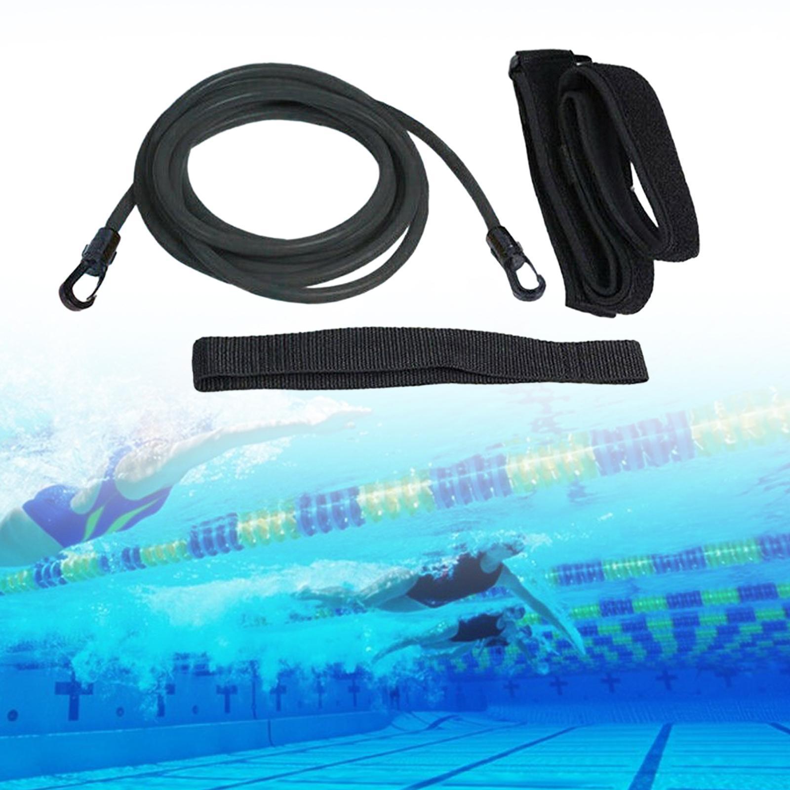 Swimming Resistance Belt Swim Training Belt Adjustable Waistband 4M Black Model Swim Training Belt