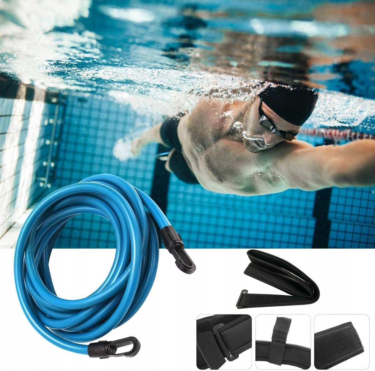 Swimming Training Belt Adjustable Swimming Belt For Swimming Pools 4 Meters Brand no brand