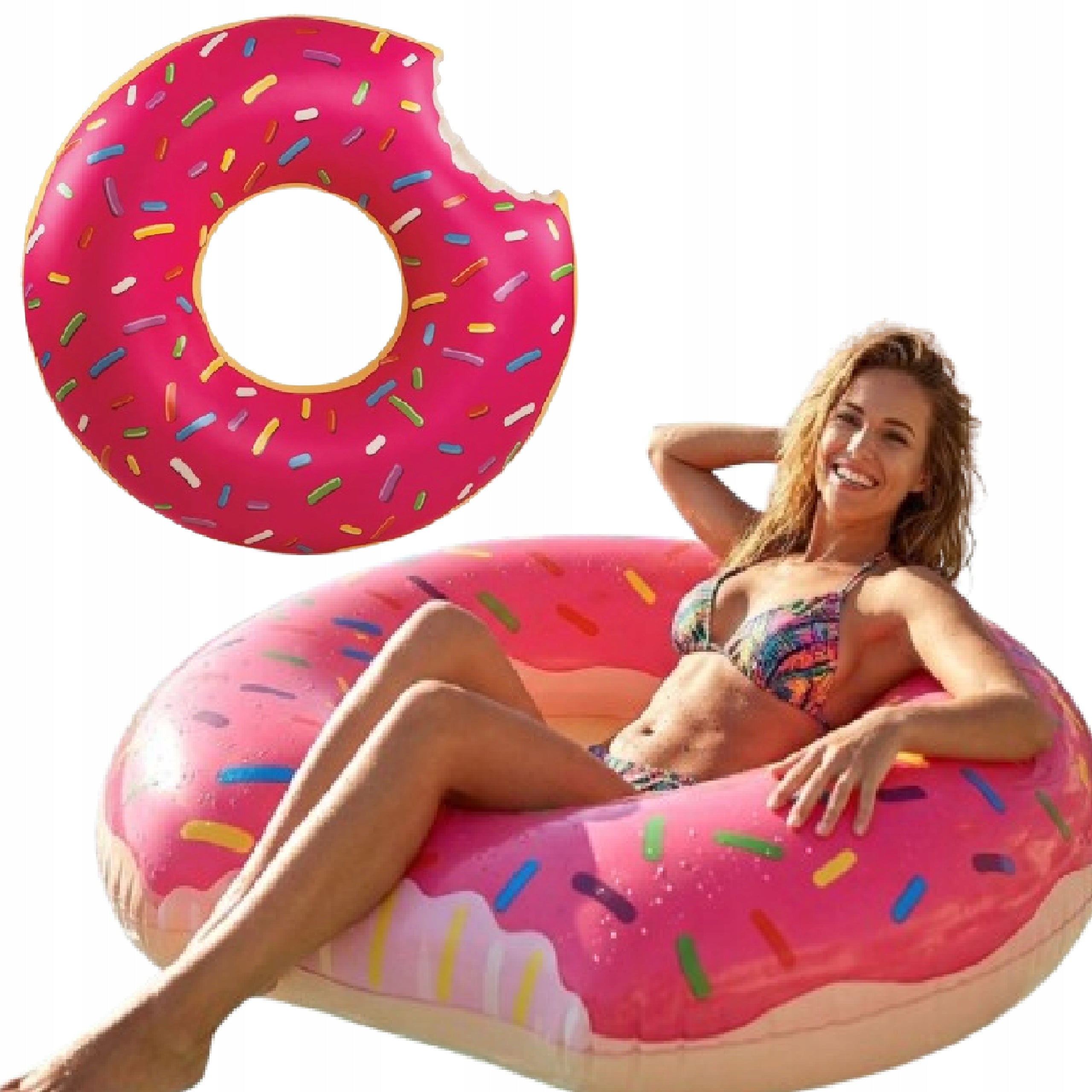 Swimming Wheel Donut Wheel Inflatable Beach Cookie Mattress Pink 90cm