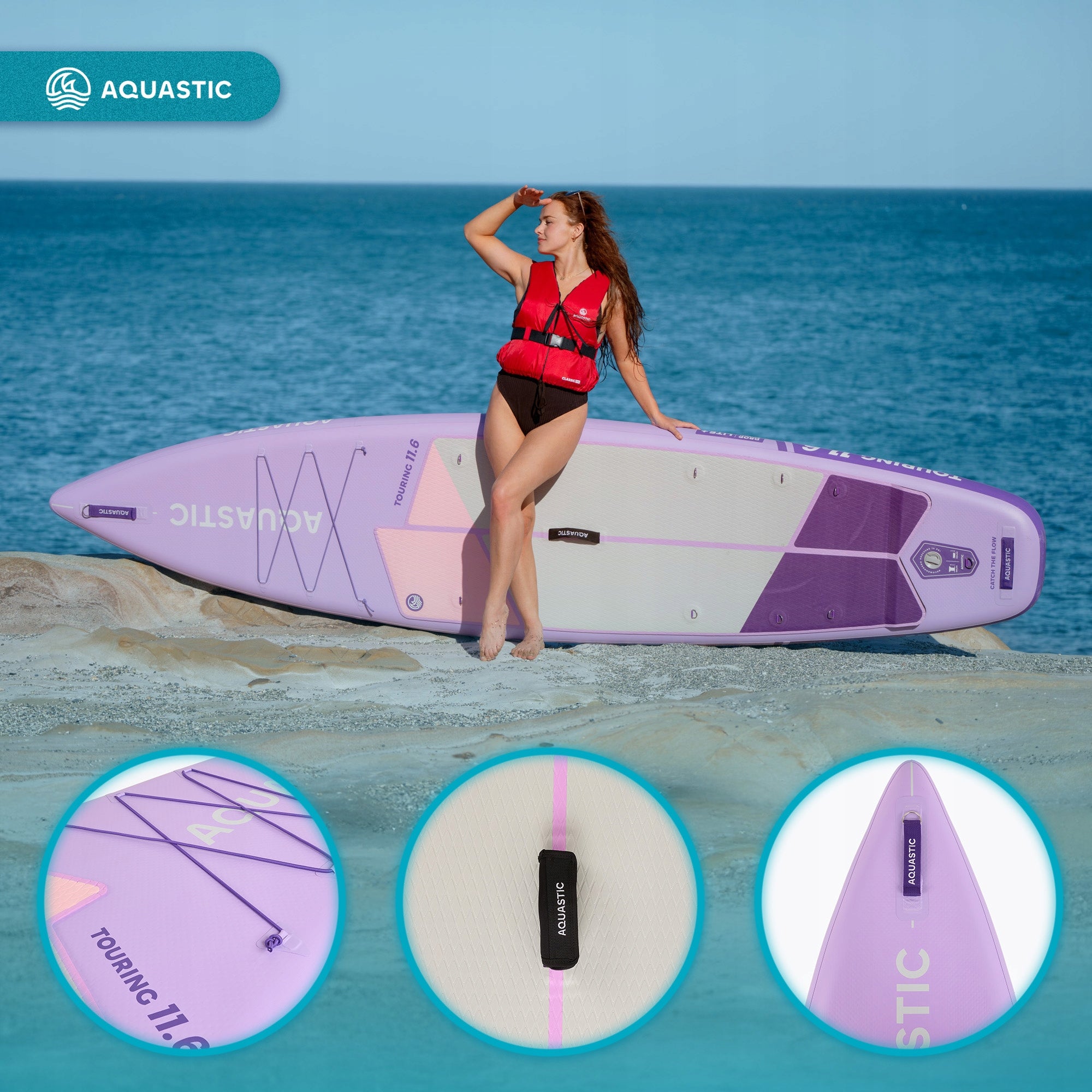 Swimming board SUP AQUASTIC Touring 350cm PADDLE PUMP SEAT BACKPACK Model Touring 11'6"