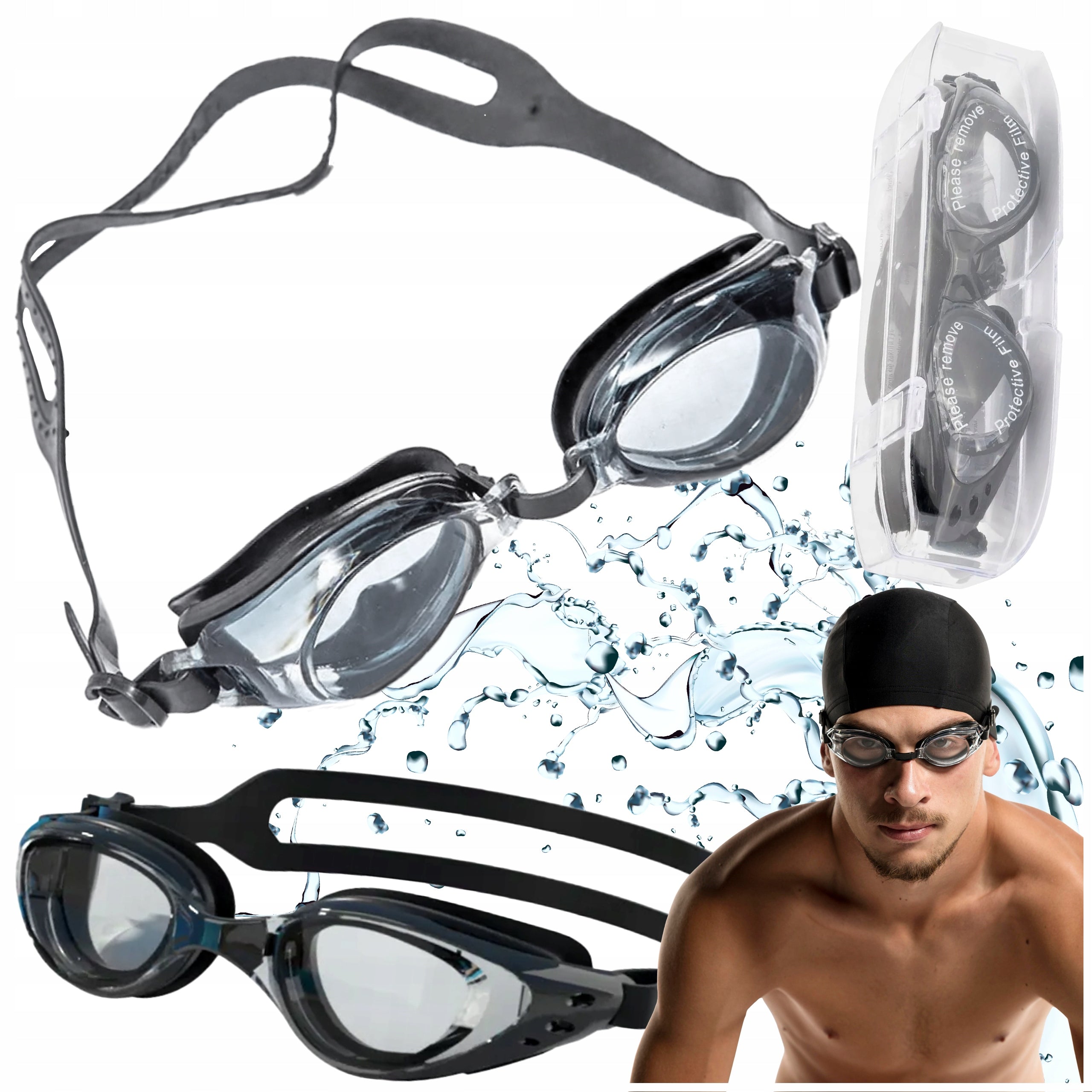 Swimming goggles swimming goggles anti-fog glasses + case