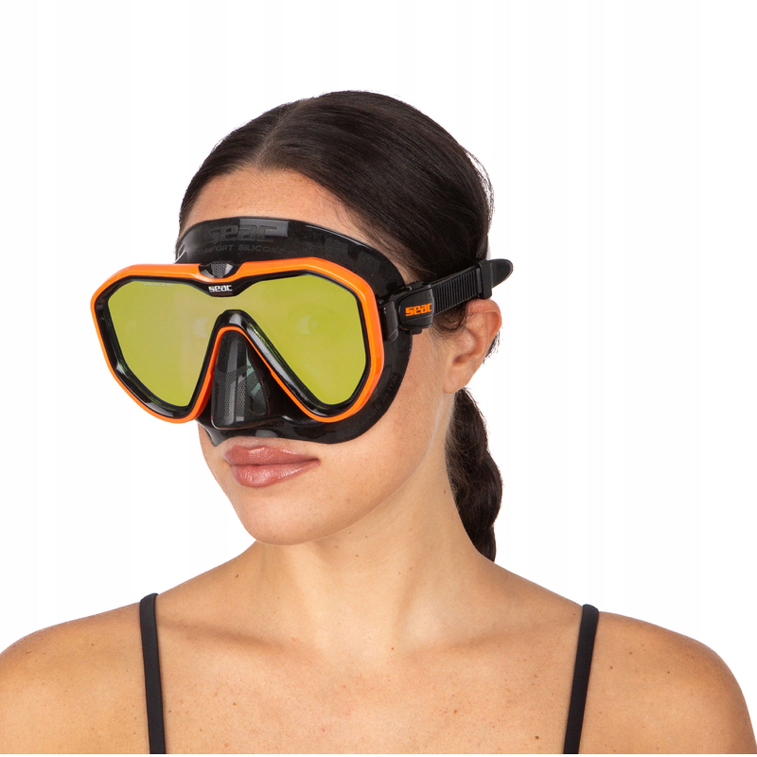 Swimming mask orange mirror SEAC APPEAL wy. in Italy Brand Seac sub