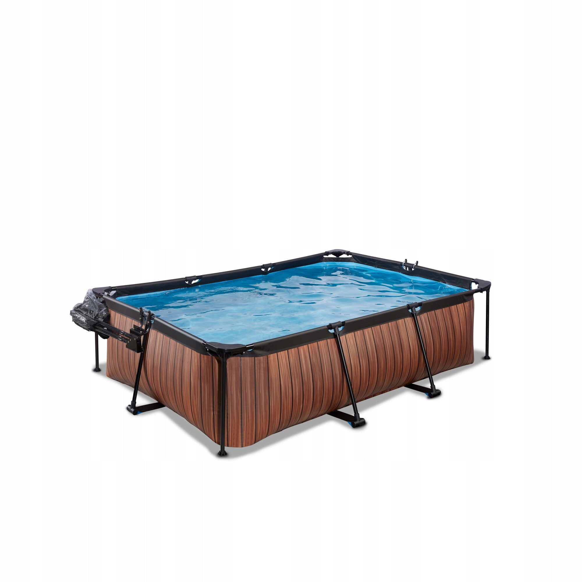 Swimming pool Wood EXIT 220x150x65cm with filter pump and dome - brown Height 65 cm