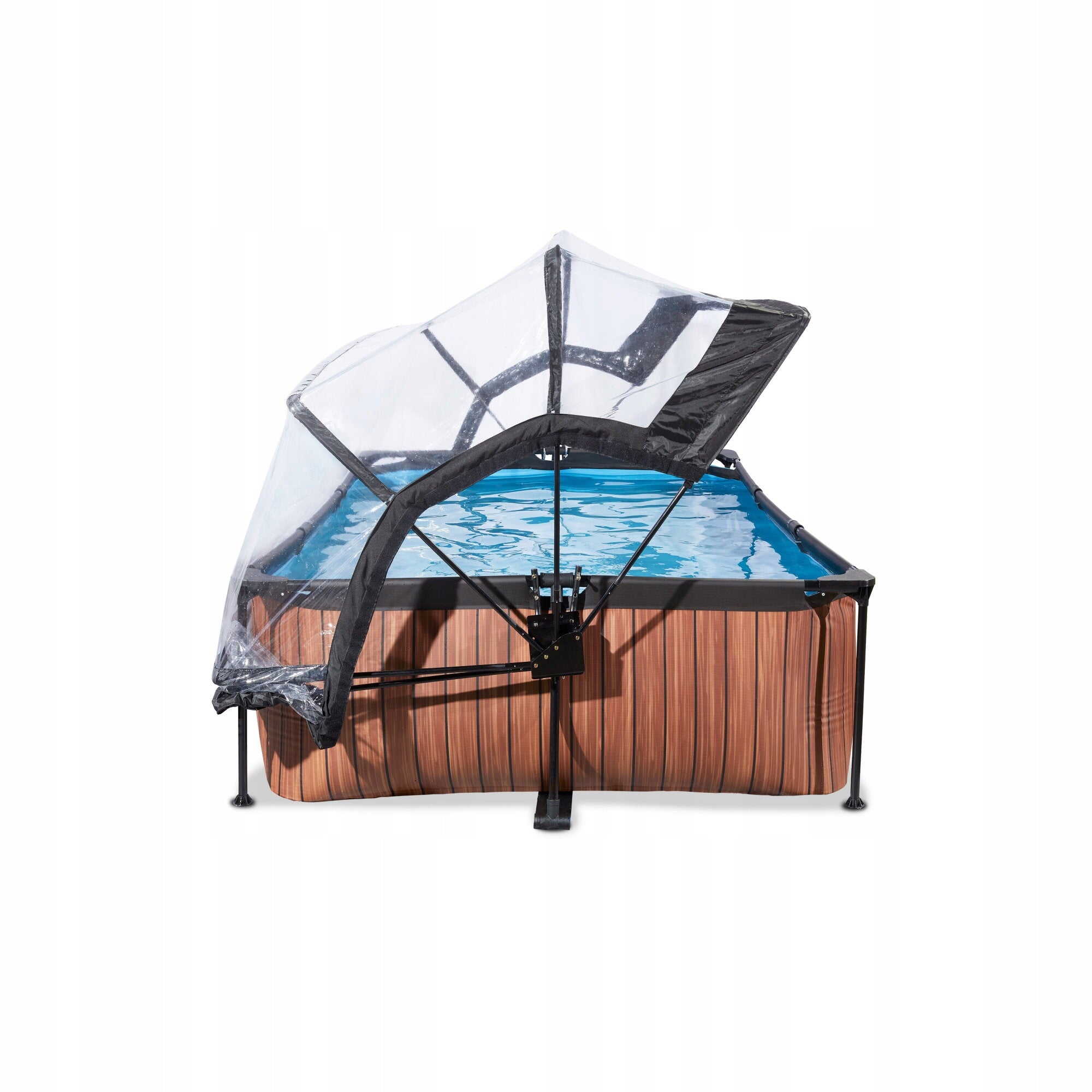 Swimming pool Wood EXIT 220x150x65cm with filter pump and dome - brown Manufacturer code 30.20.21.10
