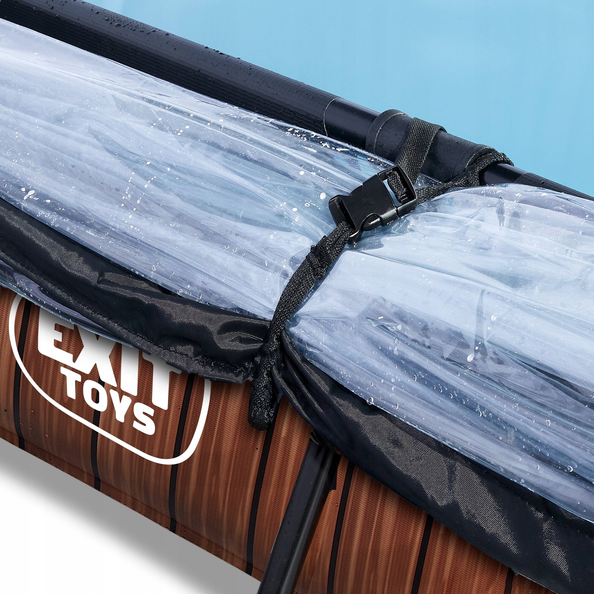 Swimming pool Wood EXIT 220x150x65cm with filter pump and dome - brown Shape rectangular