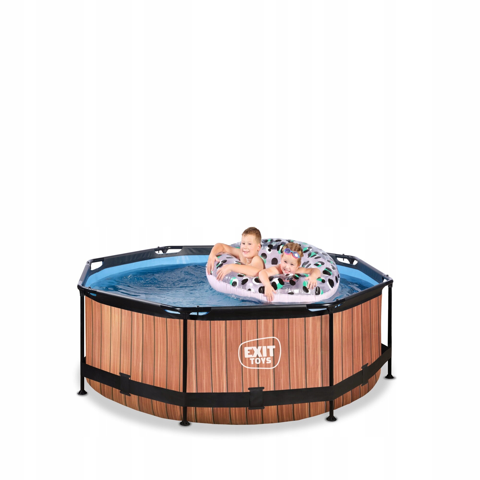 Swimming pool Wood EXIT ø244x76cm with filter pump - brown Height 76 cm