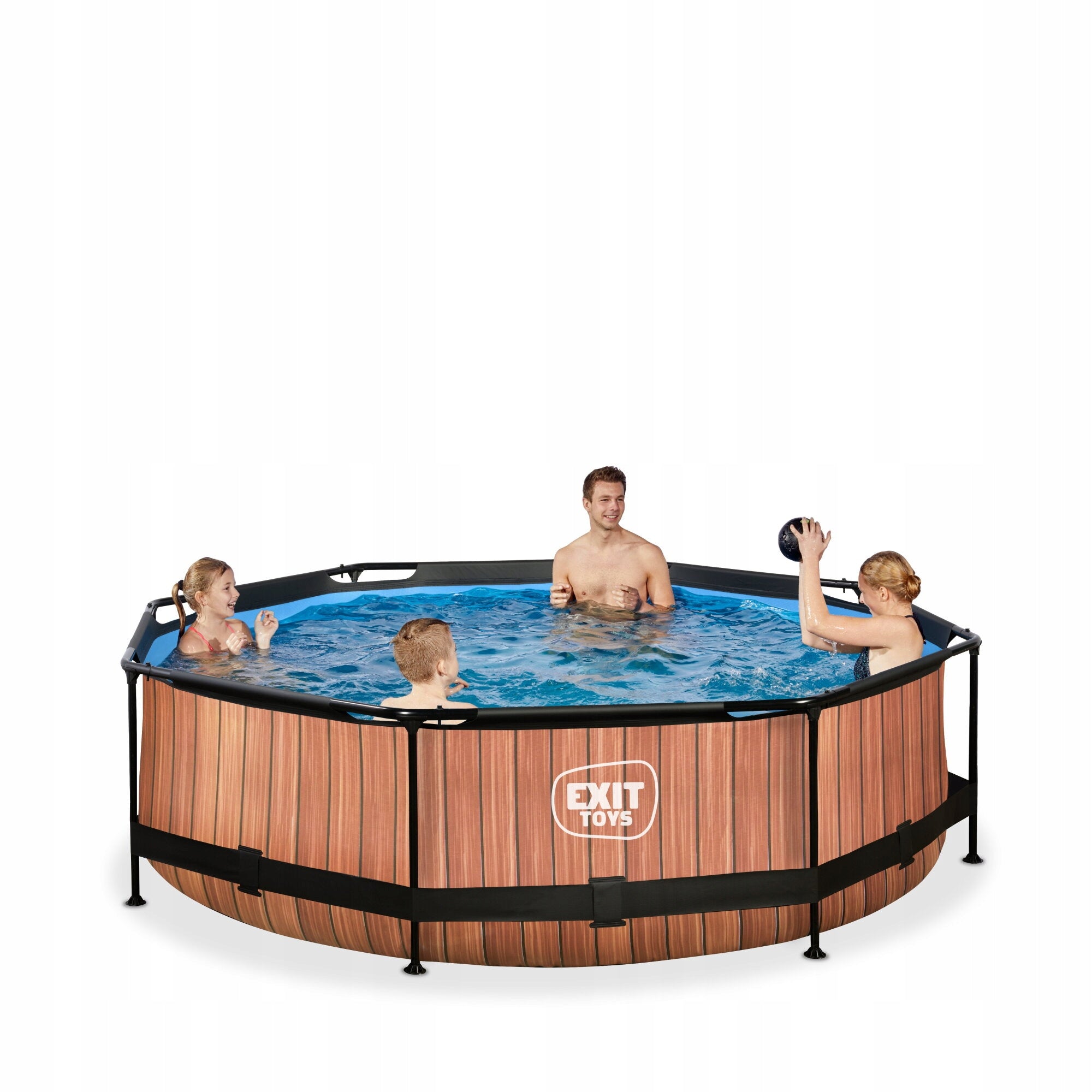 Swimming pool Wood EXIT ø300x76cm with filter pump - brown Height 76 cm