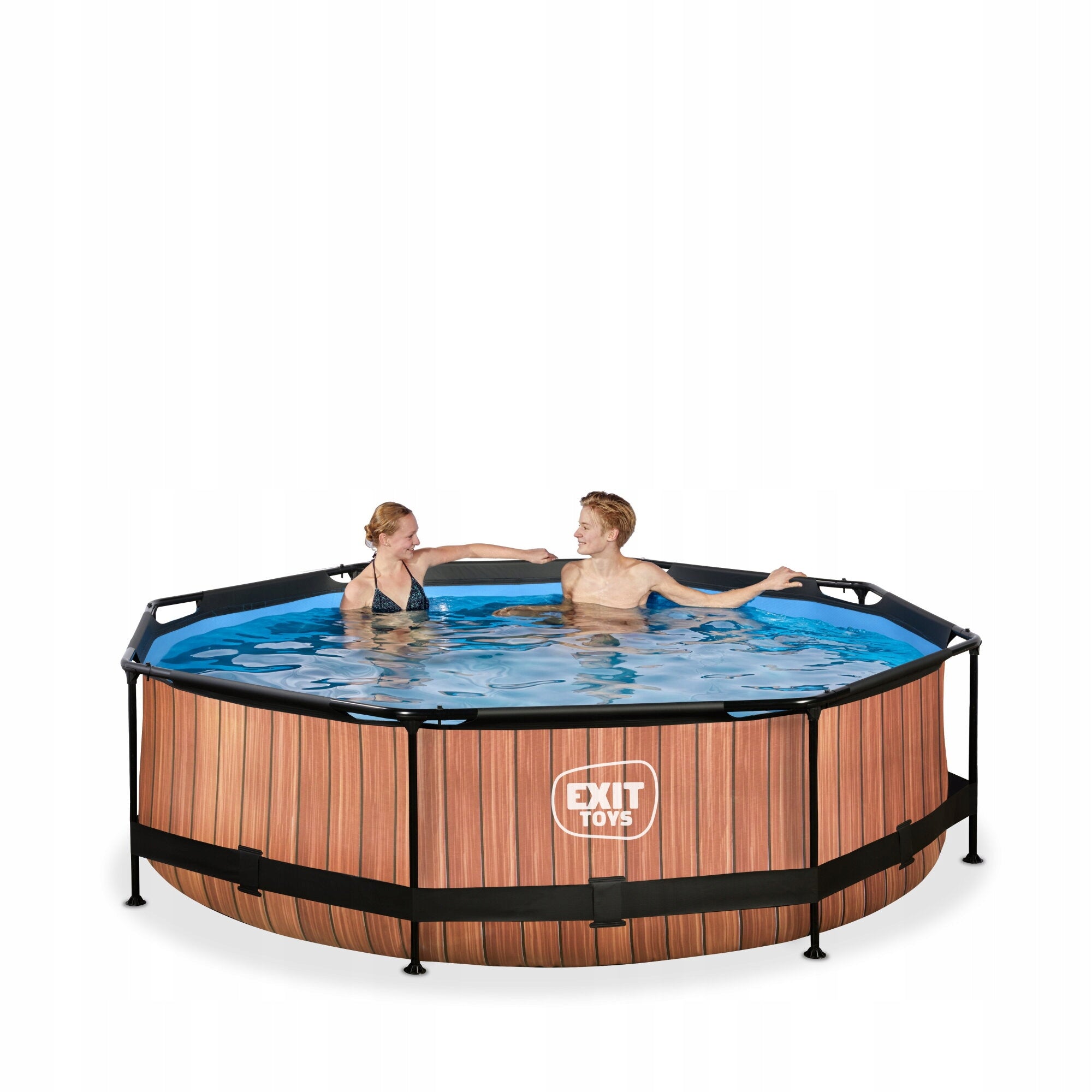 Swimming pool Wood EXIT ø300x76cm with filter pump - brown Volume 4383 l