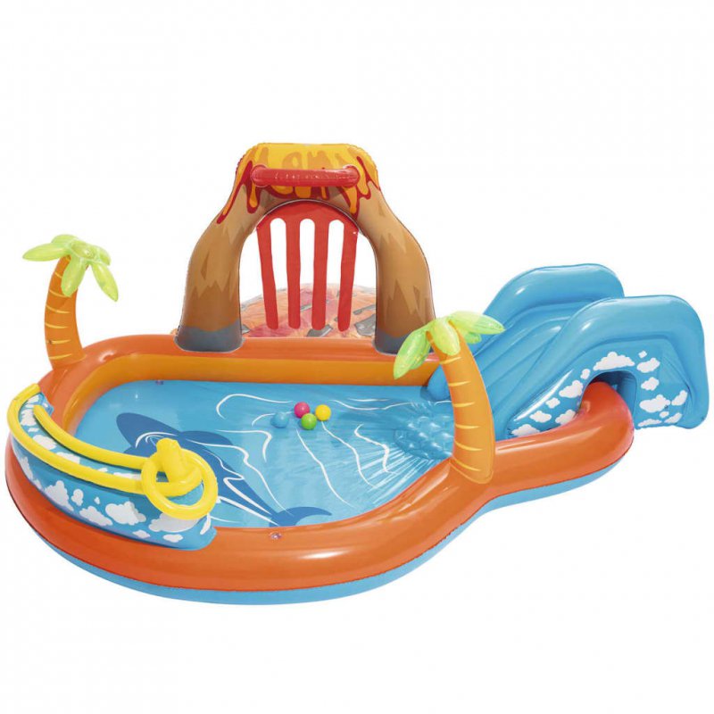 Swimming pool with washer and slide Bestway Lava Lagoon 265x265x104cm Color multicolor