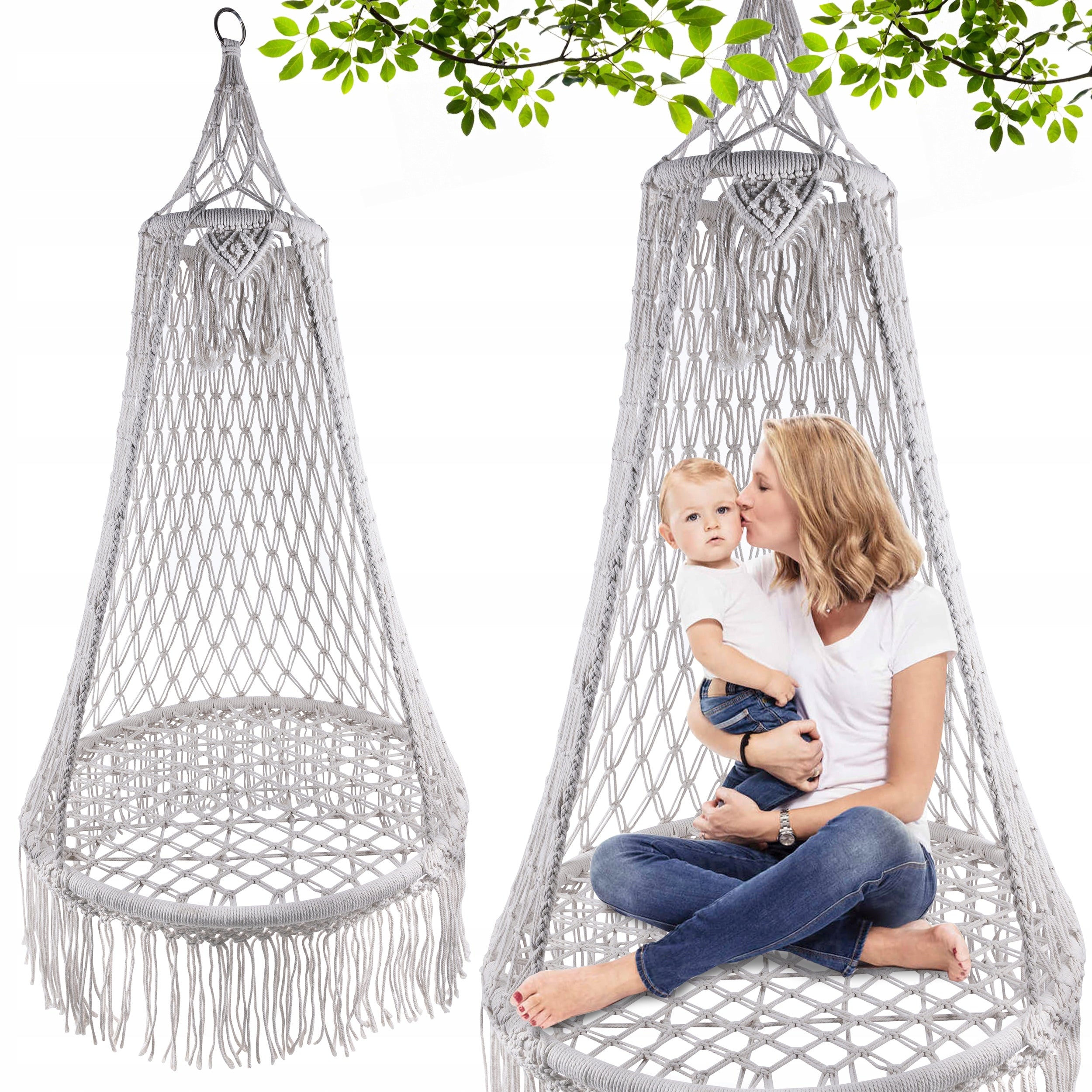 Swing Armchair Round Hanging Braided With Canopy Cocoon 120kg Product weight with unit packaging 3.3 kg