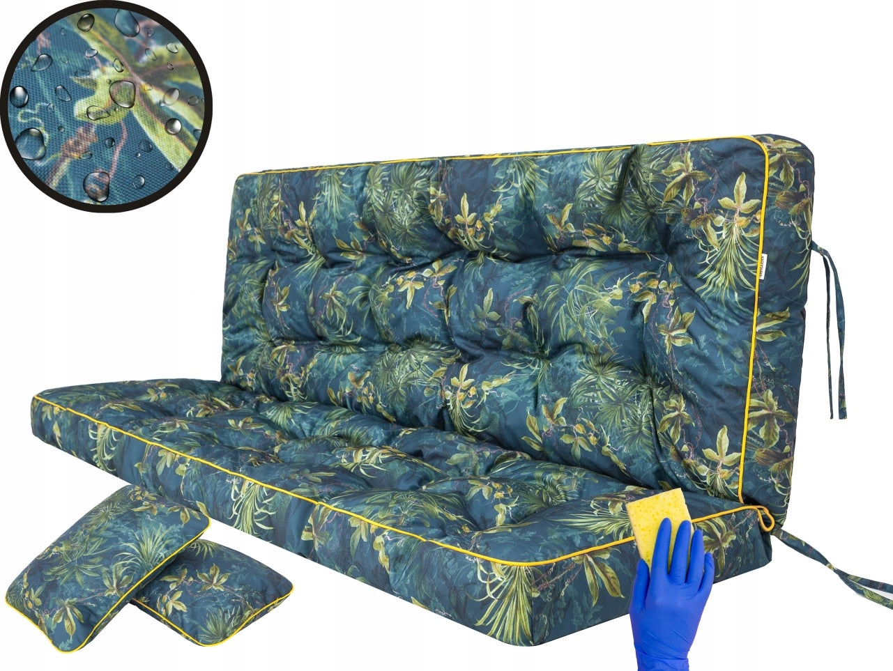 Swing Cushion for Garden Bench 150 cm Thick Waterproof + 2 Jaśki Line POLA