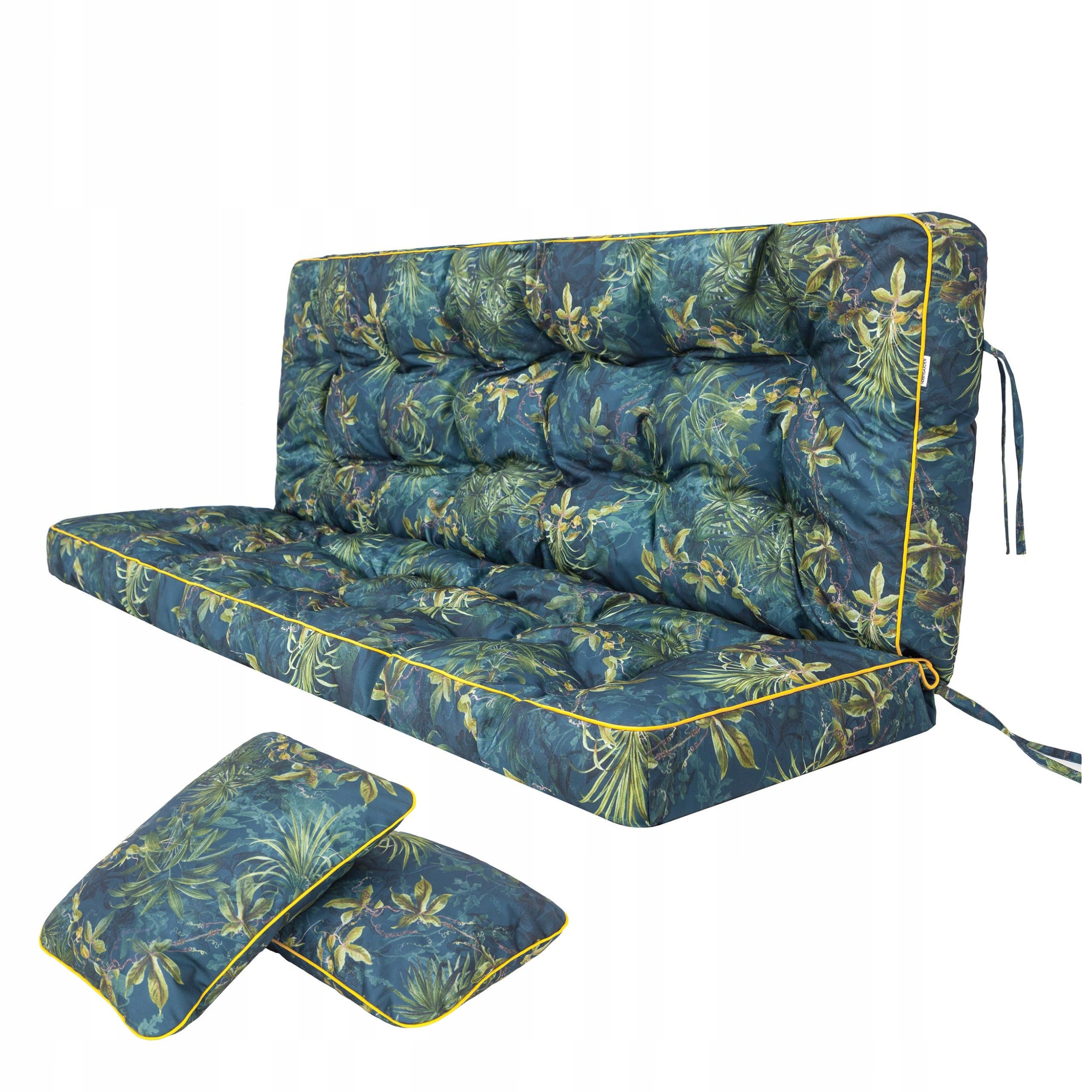 Swing Cushion for Garden Bench 150 cm Thick Waterproof + 2 Jaśki