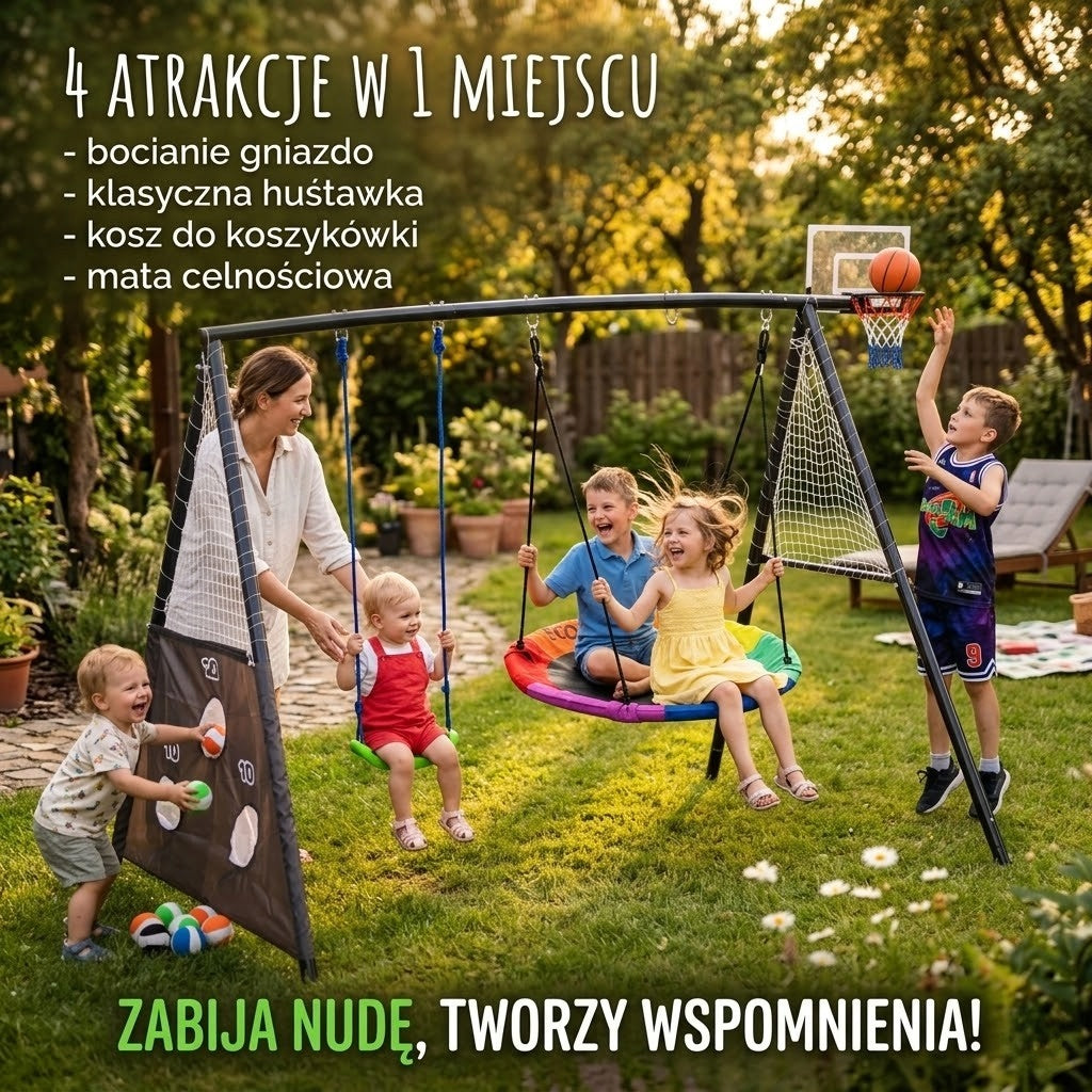 Swing Garden Playground Kids 4in1 Basket Stork Nest Frame Manufacturer code HUSTAWKA 4w1