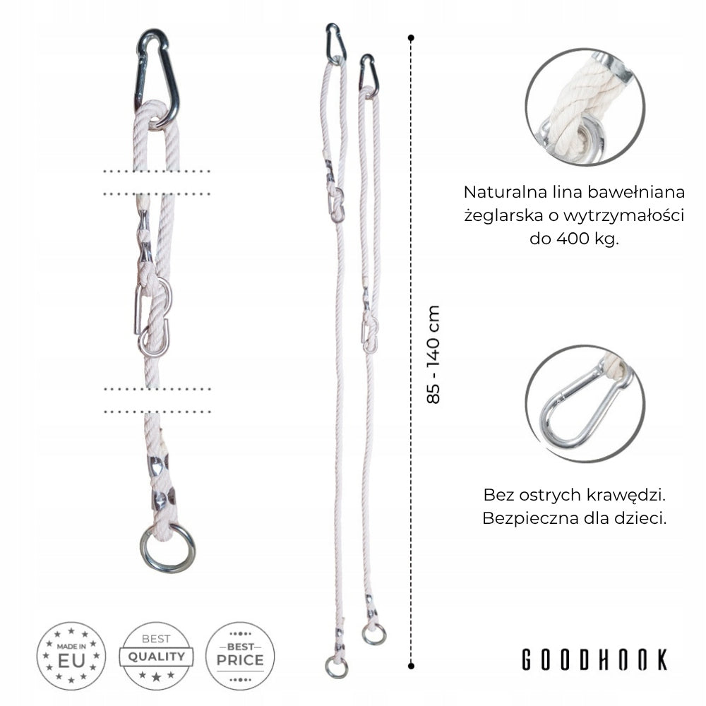 Swing rope 100kg| 2x swing rope extension, ADJUSTABLE EXTENSION Kind swing