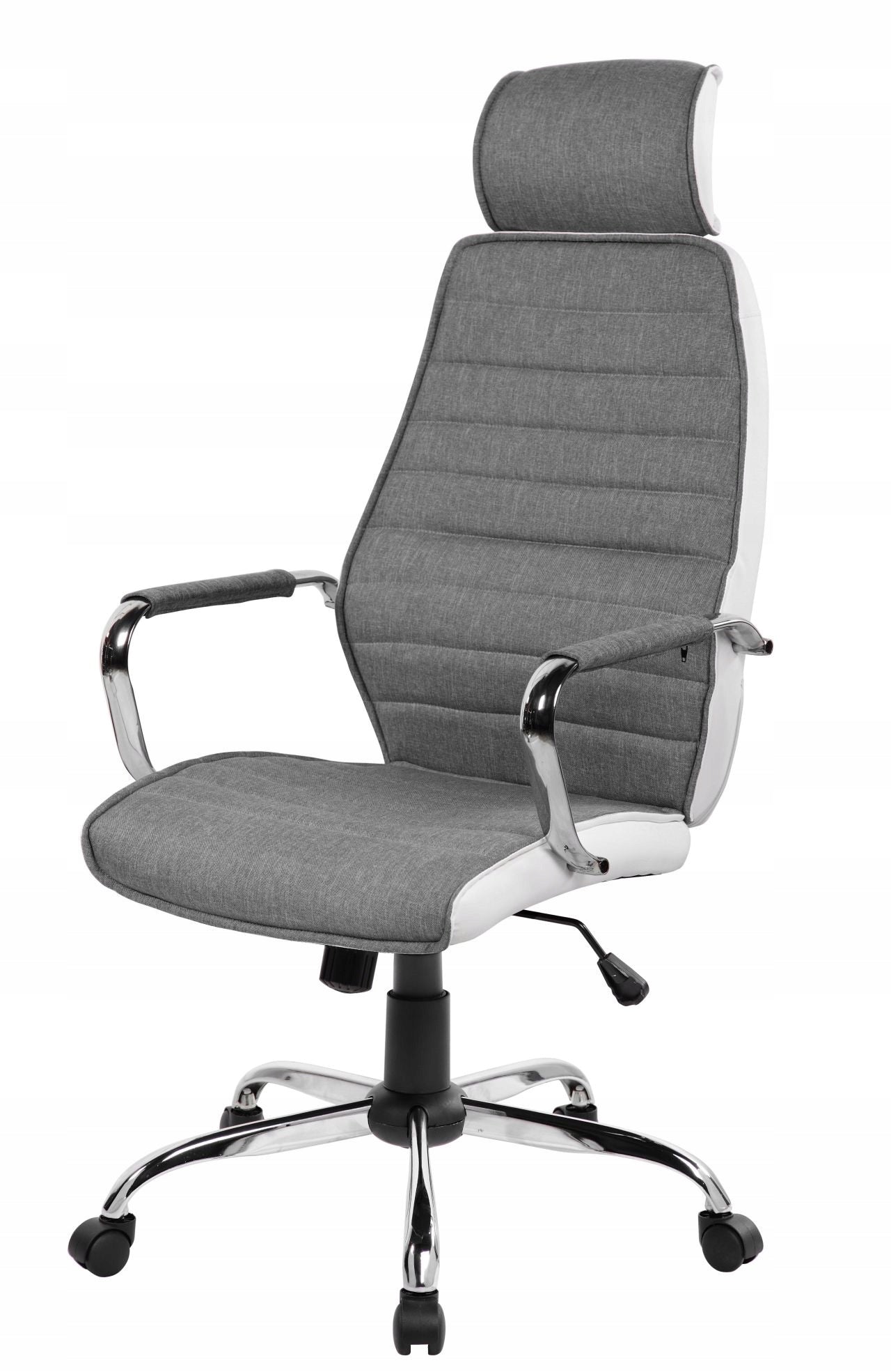 Swivel Armchair Upholstered Grey White Eco Leather CHROME TILT Manufacturer code Furnitex
