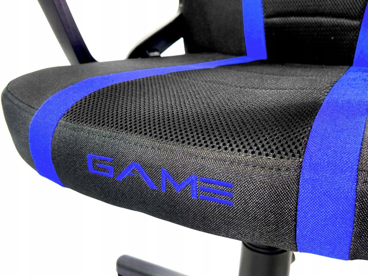 Swivel Chair Ventilated Gaming Desk Chair Blue Fabric Furniture depth 43 cm