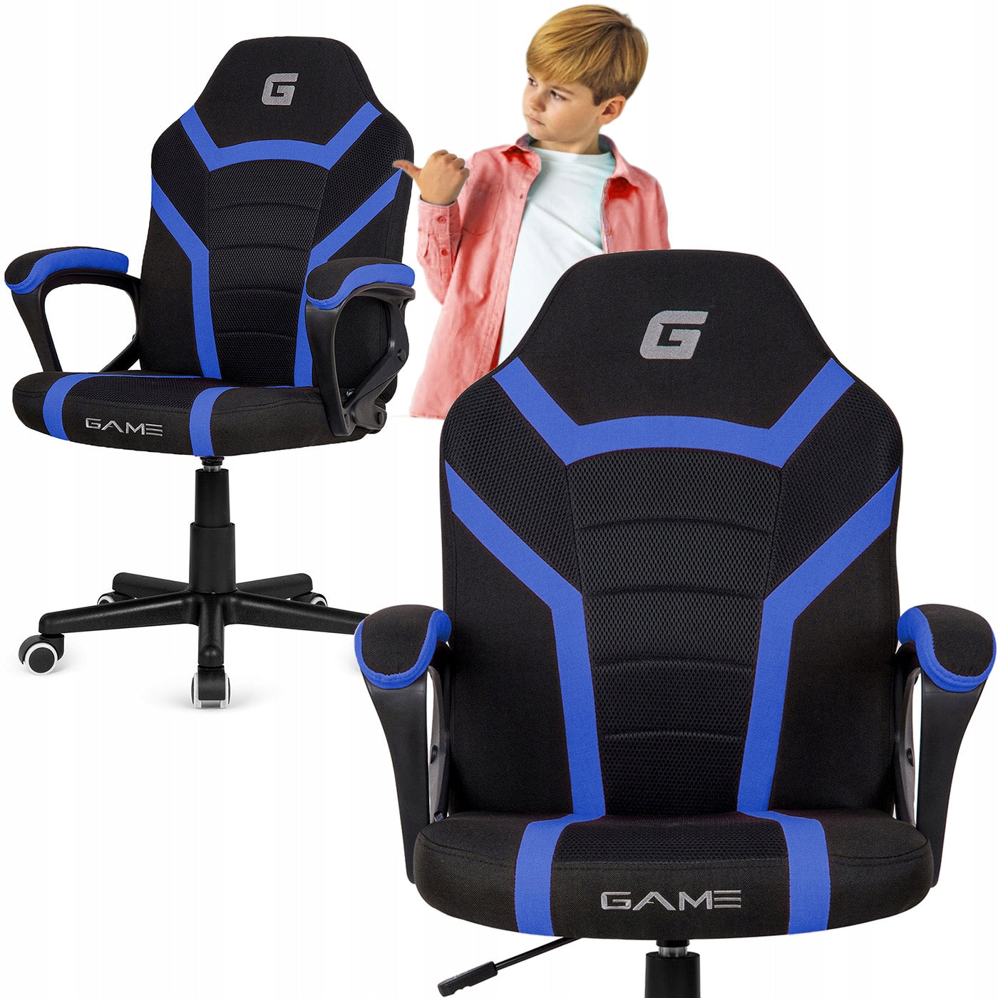 Swivel Chair Ventilated Gaming Desk Chair Blue Fabric
