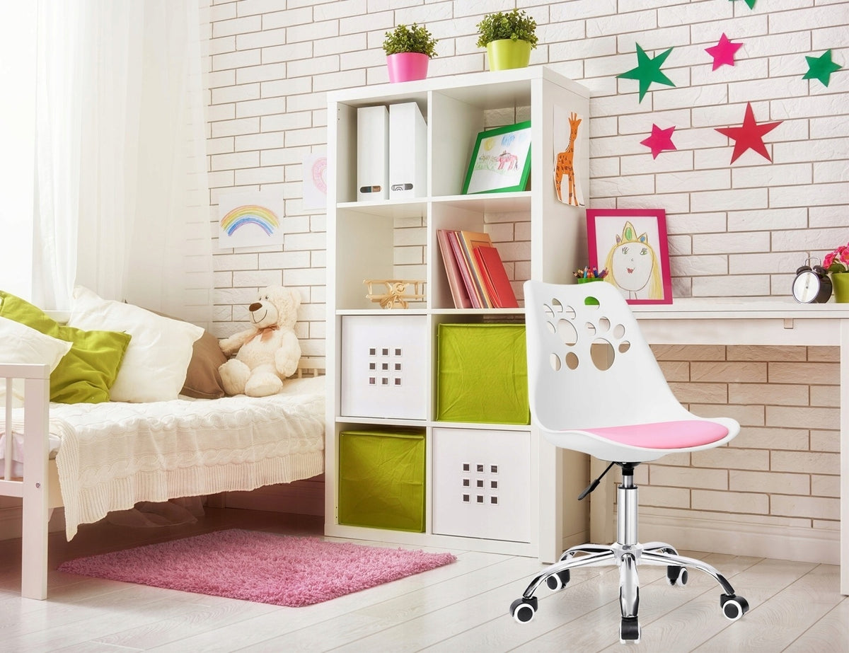 Swivel Chair for Desk Office Chair for Children White and Pink PRINT Packaging status original