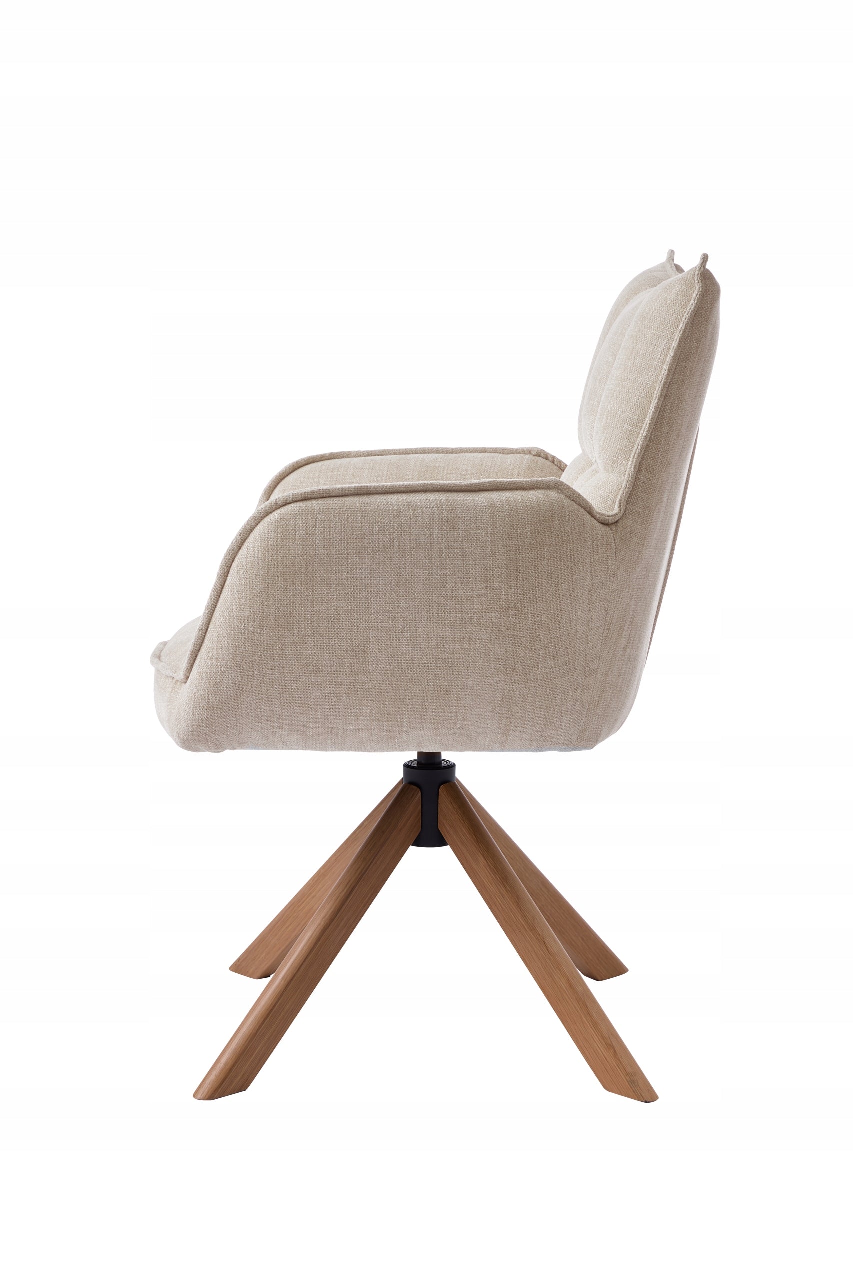 Swivel Chair for Living Room Beige Oak Chair SCANDI LEN MARILLA UNIQUE Furniture depth 59 cm