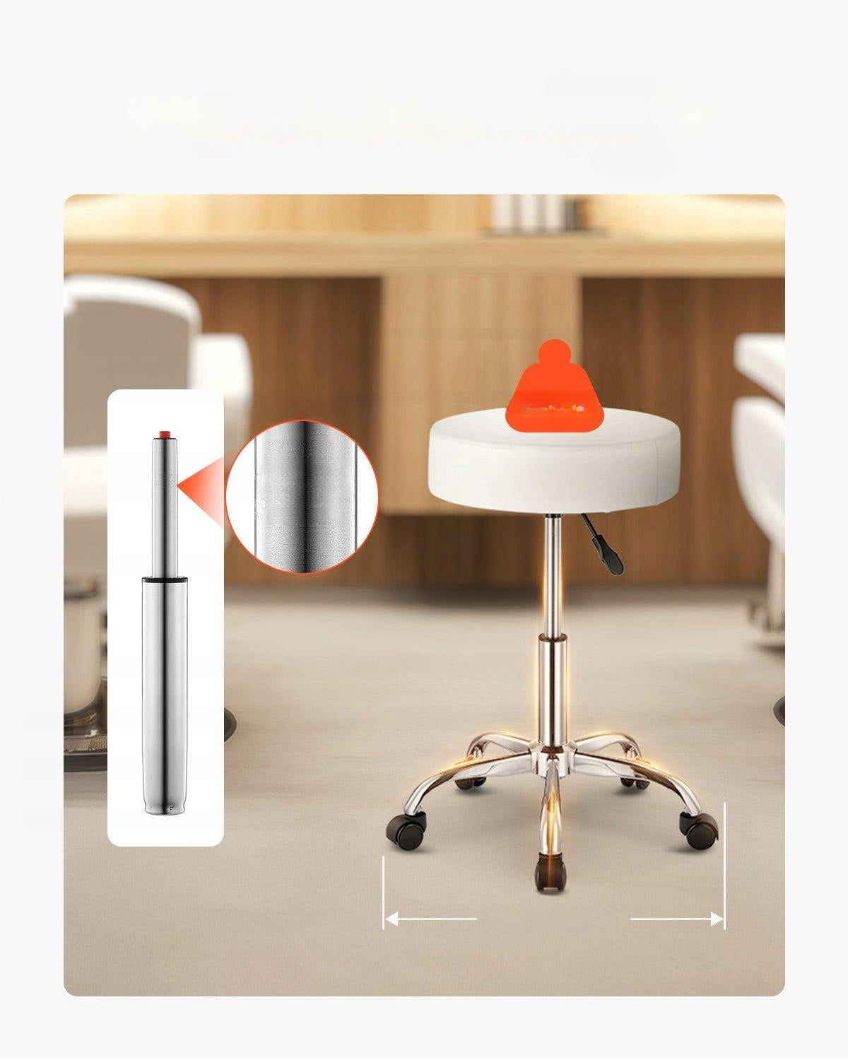 Swivel Chair with Height Adjustment - Load Capacity 204 kg White Furniture depth 54 cm