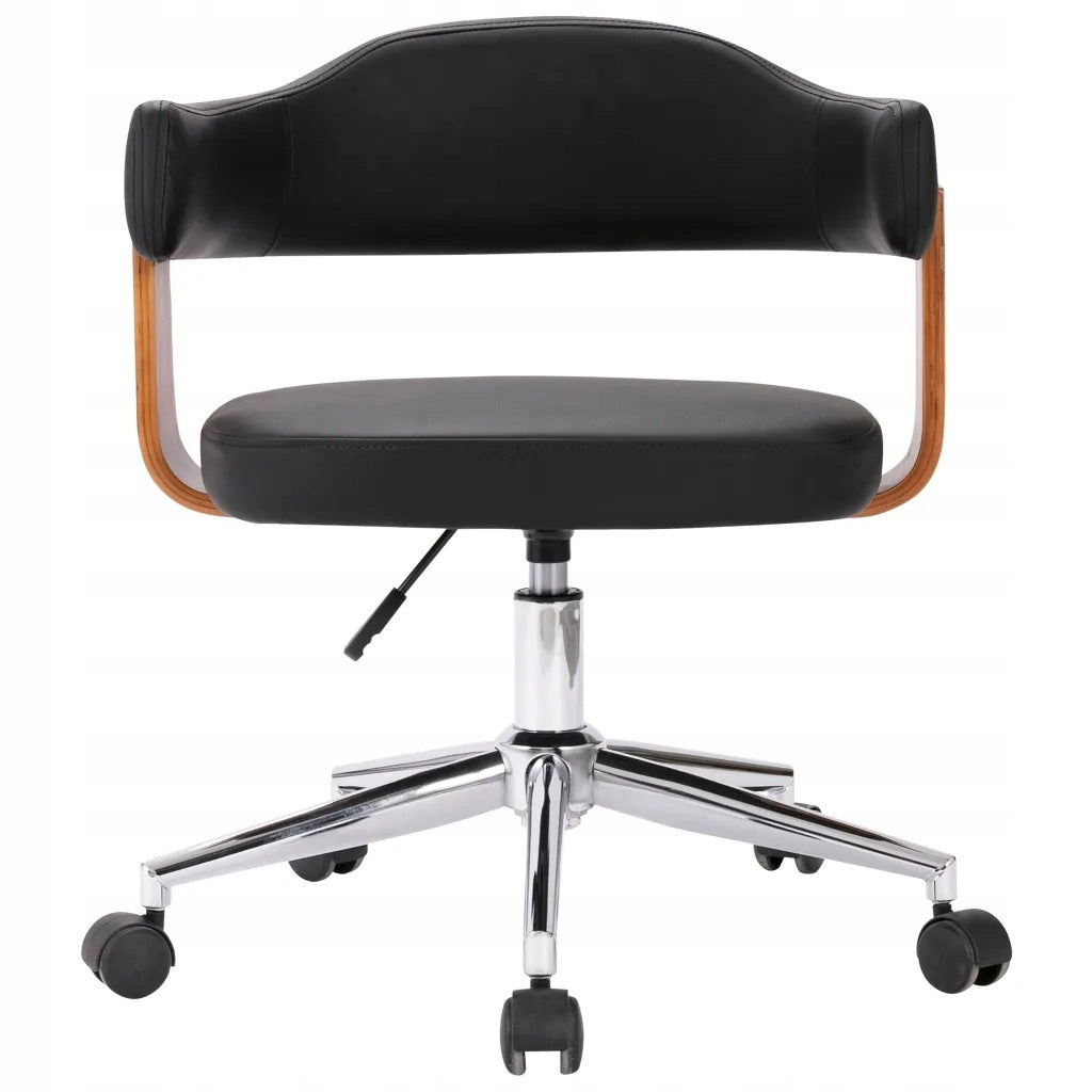 Swivel Office Chair, Black, Bent Wood and Faux Leather Medical device no