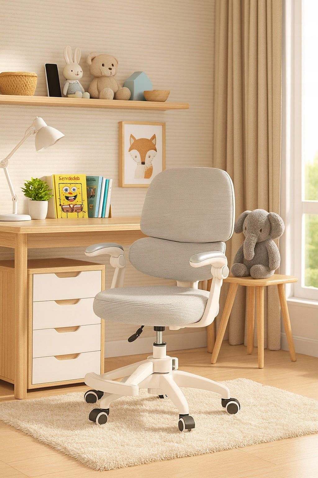 Swivel Office Chair Children's Office Chair with Footrest Grey Medical device no