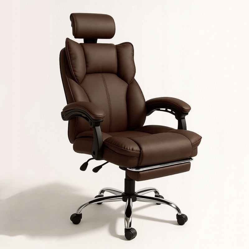 Swivel Office Chair Footrest Brown Suede Manufacturer code KO49BR