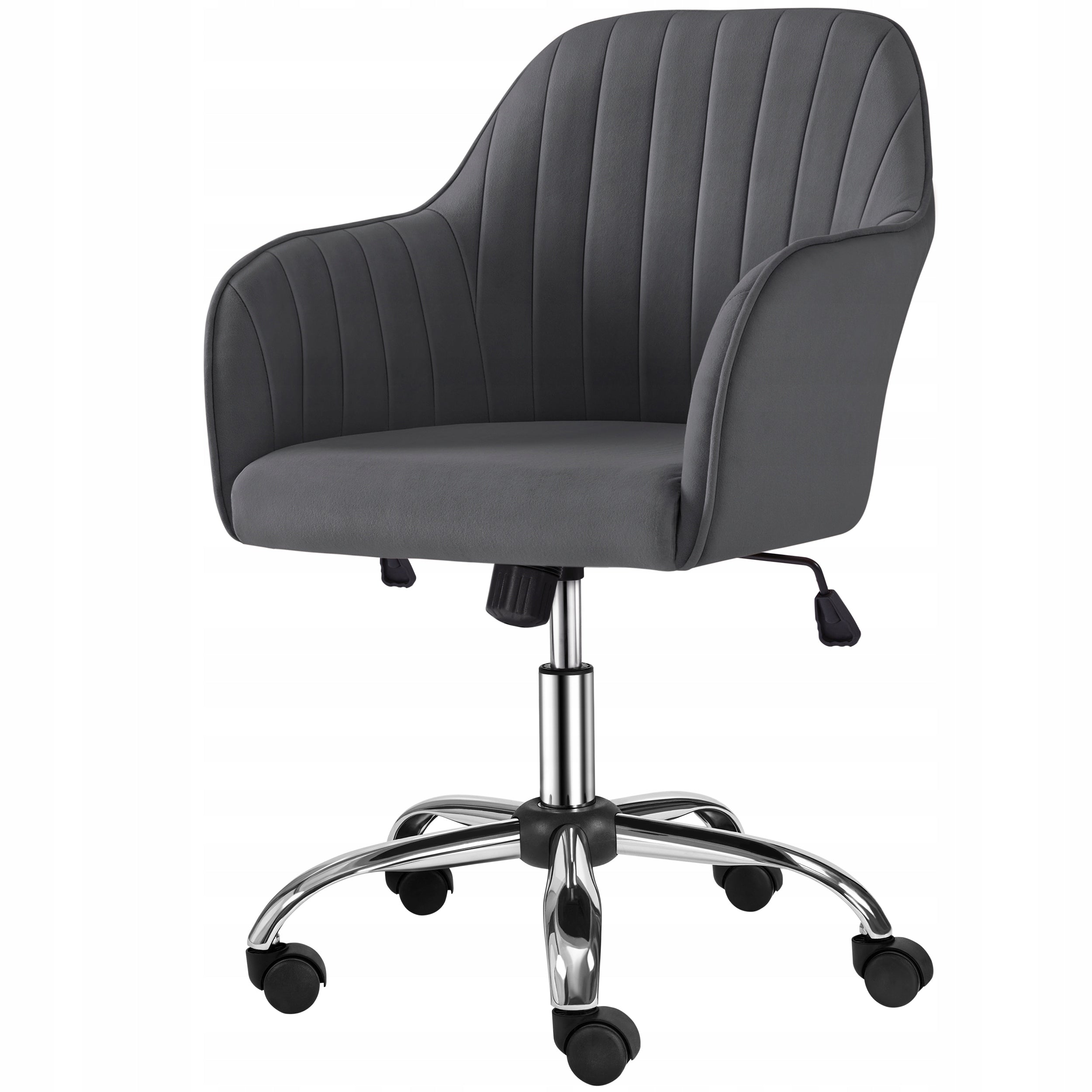Swivel Office Chair, Modern, Velvet Upholstery, Dark Grey Packaging status original