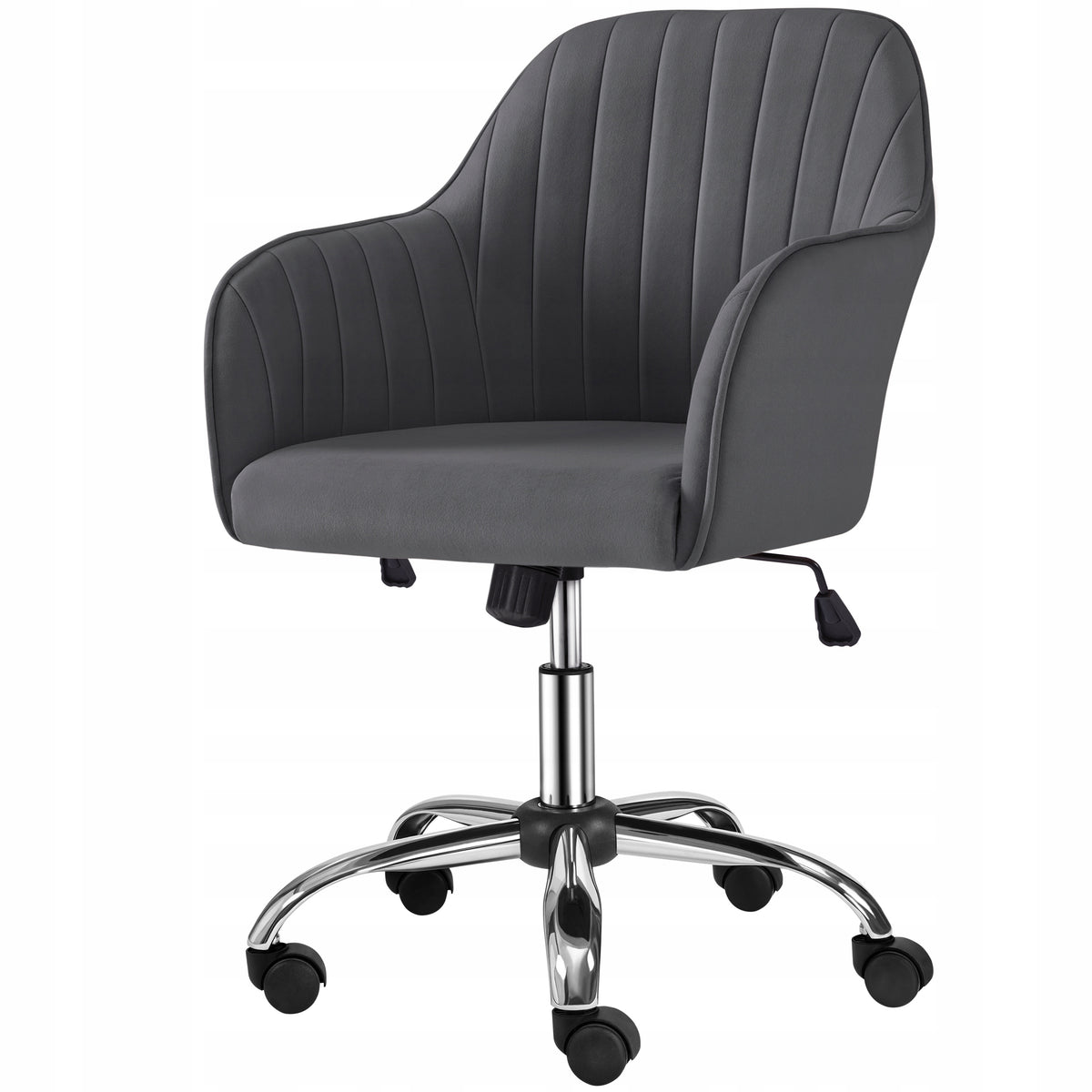 Swivel Office Chair, Modern, Velvet Upholstery, Dark Grey Packaging status original