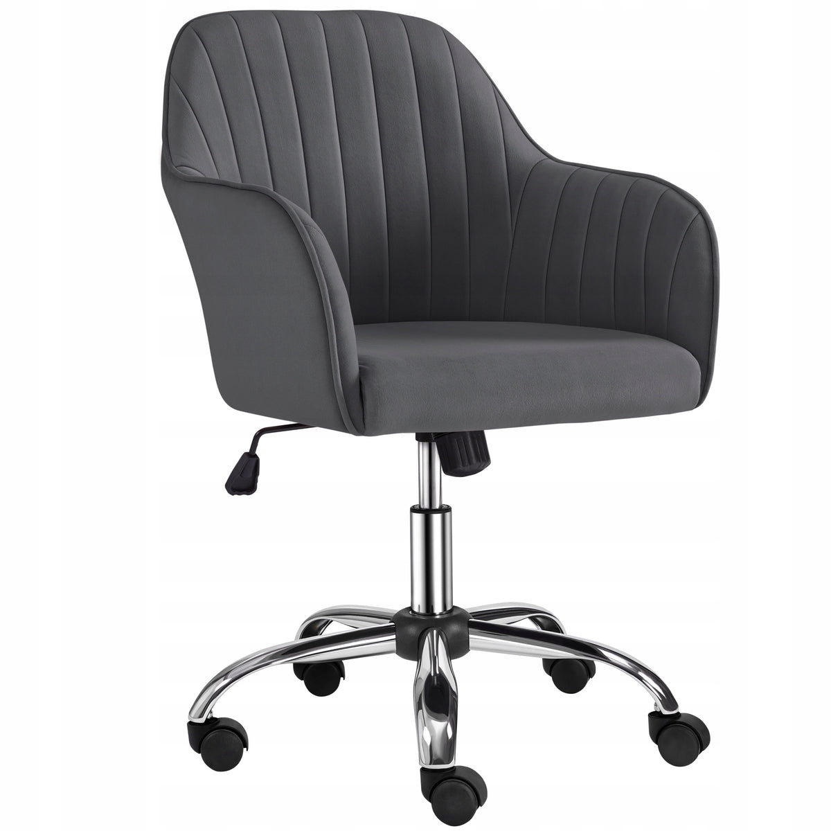 Swivel Office Chair, Modern, Velvet Upholstery, Dark Grey