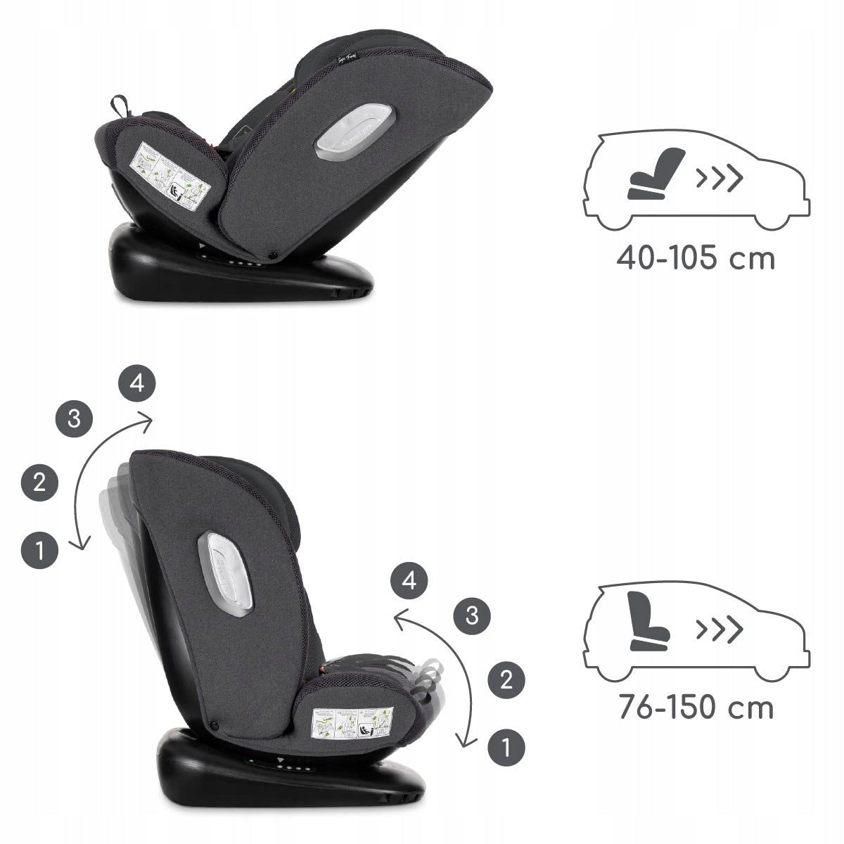 Swivel car seat 360 i-Size for belt 40-150cm 0-36kg Sagitta Packaging status original