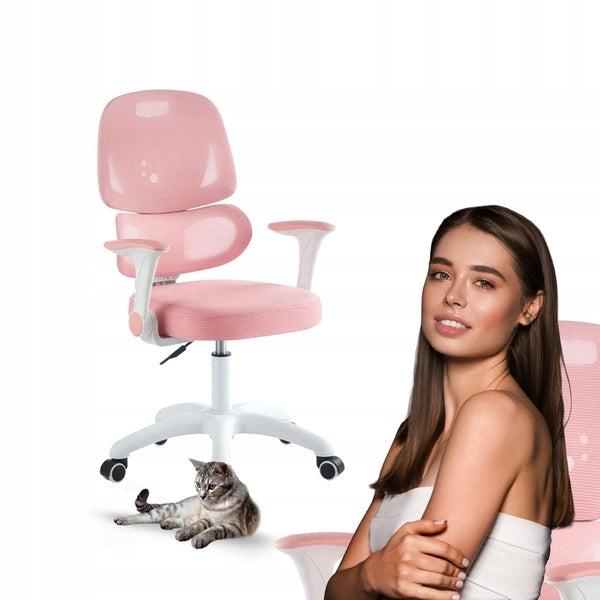 Swivel chair AURA pink with height adjustment