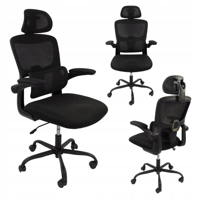 Swivel chair BLACK office chair for office ERGONOMIC headrest L038B