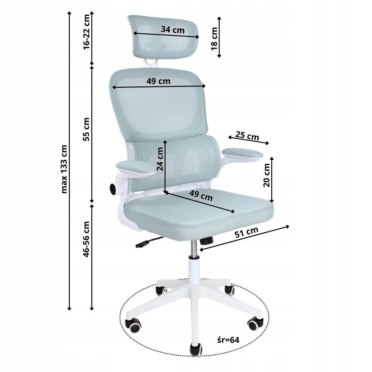 Swivel chair ERGONOMIC office chair for office GREEN mint L069 Packaging status original