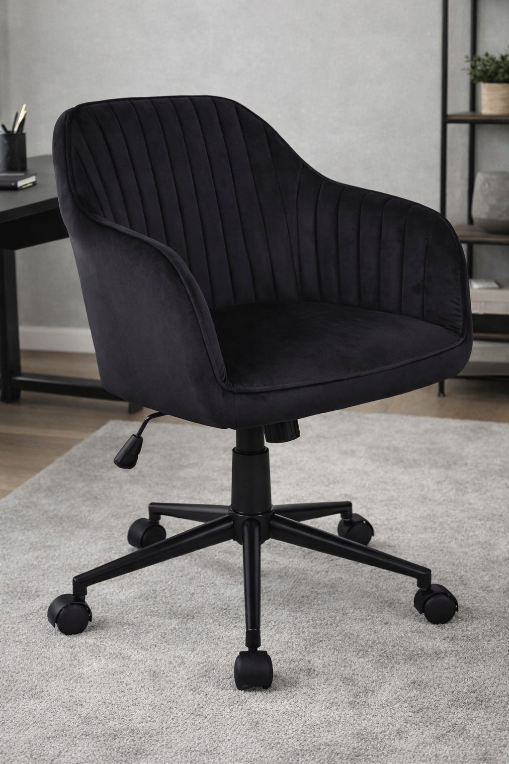 Swivel chair FB1-FX Velvet swivel chair (black) Furnitex black Brand Furnitex