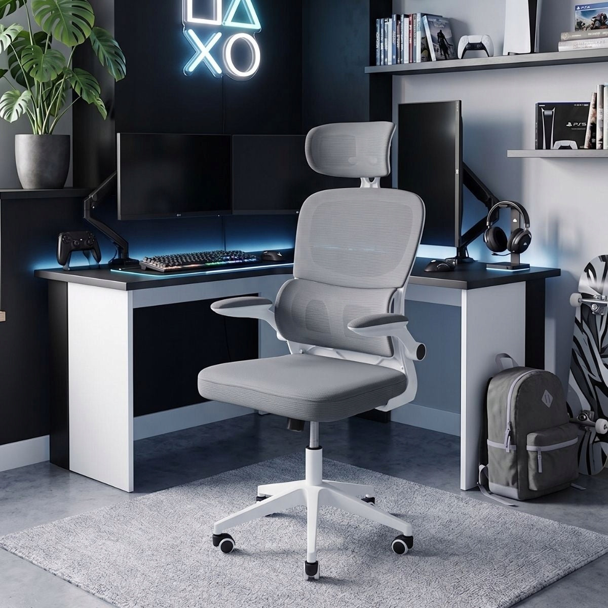 Swivel chair GREY office gaming chair for office ERGONOMIC L069DG Manufacturer code HILE-L069DG-W