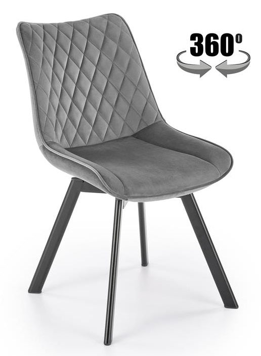 Swivel chair K520 color ash grey velvet material Halmar